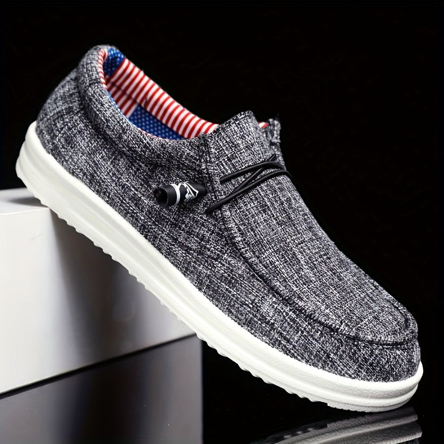 Niklas | Men's Canvas Loafers with Elastic Laces, Lightweight Slip-On Shoes | Bella Blue | Navy Blue