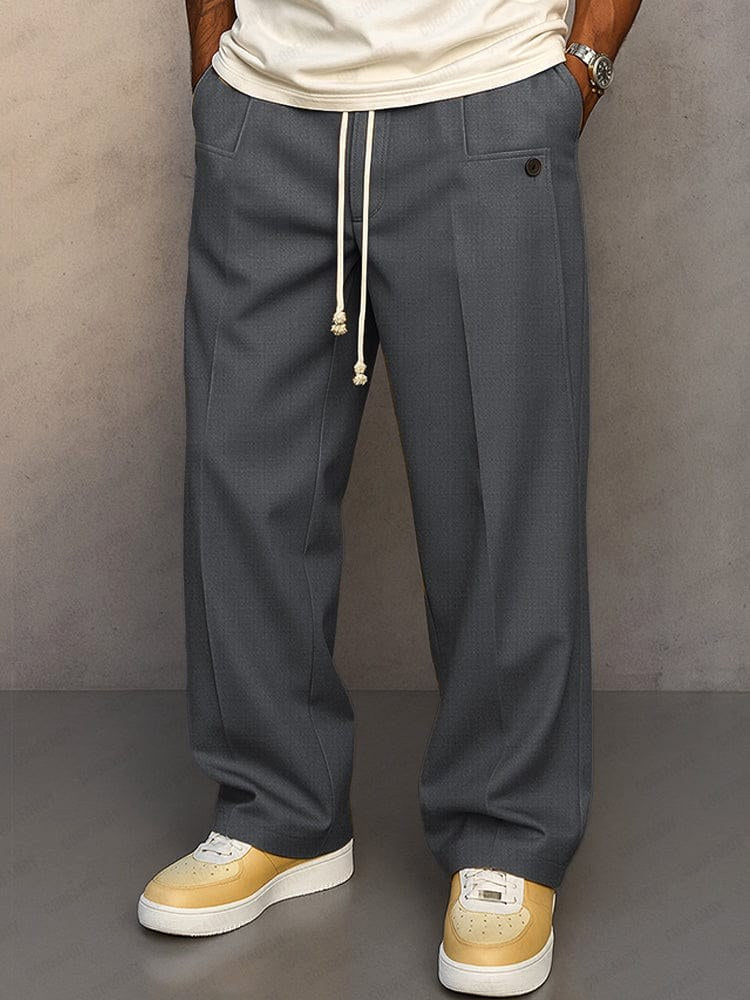 Nils | Men's Trousers with Straight Cut, Modern Jogger Trousers | Bella Blue | Grey