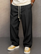 Nils | Men's Trousers with Straight Cut, Modern Jogger Trousers | Bella Blue | Grey