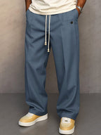 Nils | Men's Trousers with Straight Cut, Modern Jogger Trousers | Bella Blue | Grey