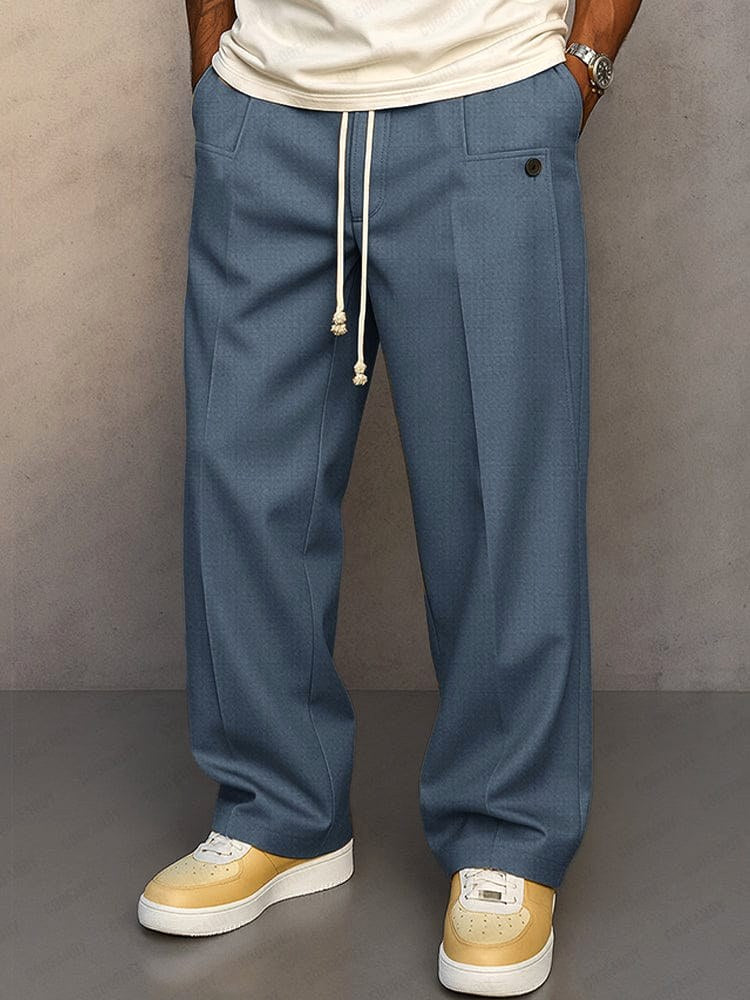 Nils | Men's Trousers with Straight Cut, Modern Jogger Trousers | Bella Blue | Grey