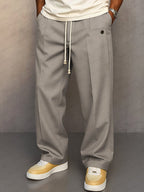 Nils | Men's Trousers with Straight Cut, Modern Jogger Trousers | Bella Blue | Grey