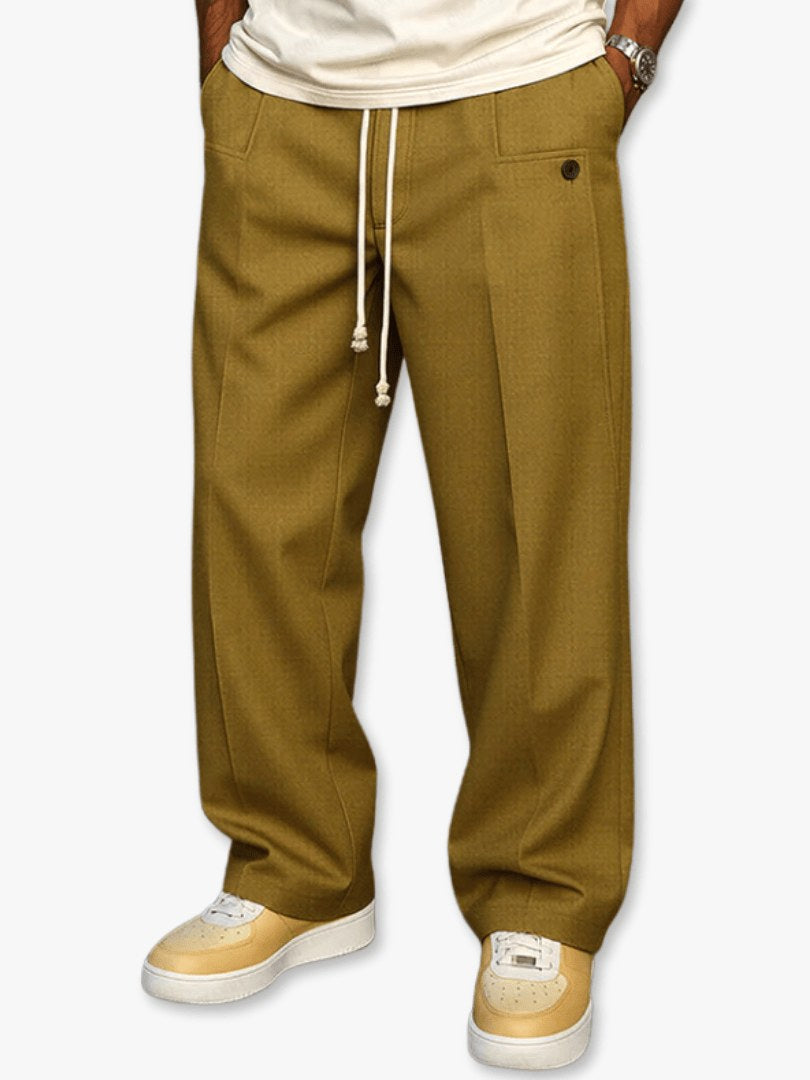 Nils | Men's Trousers with Straight Cut, Modern Jogger Trousers | Bella Blue | Khaki