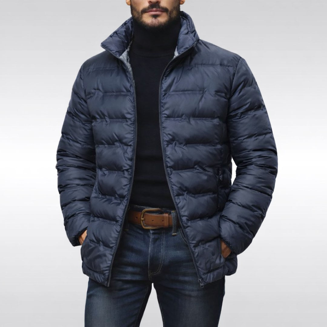 Noah | Men's Insulated Quilted Jacket, High-Collar Down Jacket | Bella Blue | Green