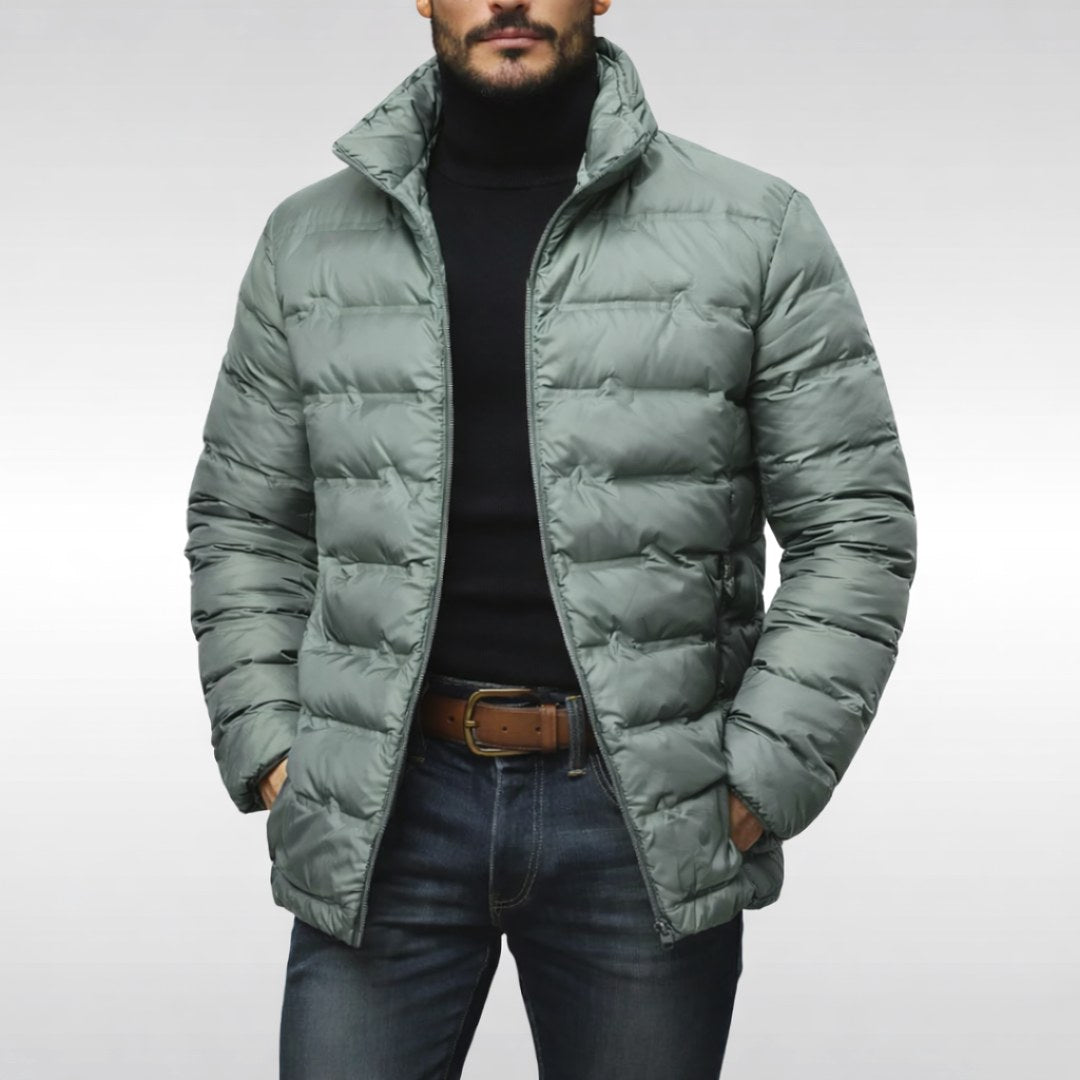 Noah | Men's Insulated Quilted Jacket, High-Collar Down Jacket | Bella Blue | Black