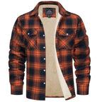 Noah | Men's Sherpa-Lined Plaid Jacket, Button-Front Autumn Jacket | Bella Blue | Orange