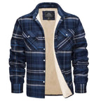 Noah | Men's Sherpa-Lined Plaid Jacket, Button-Front Autumn Jacket | Bella Blue