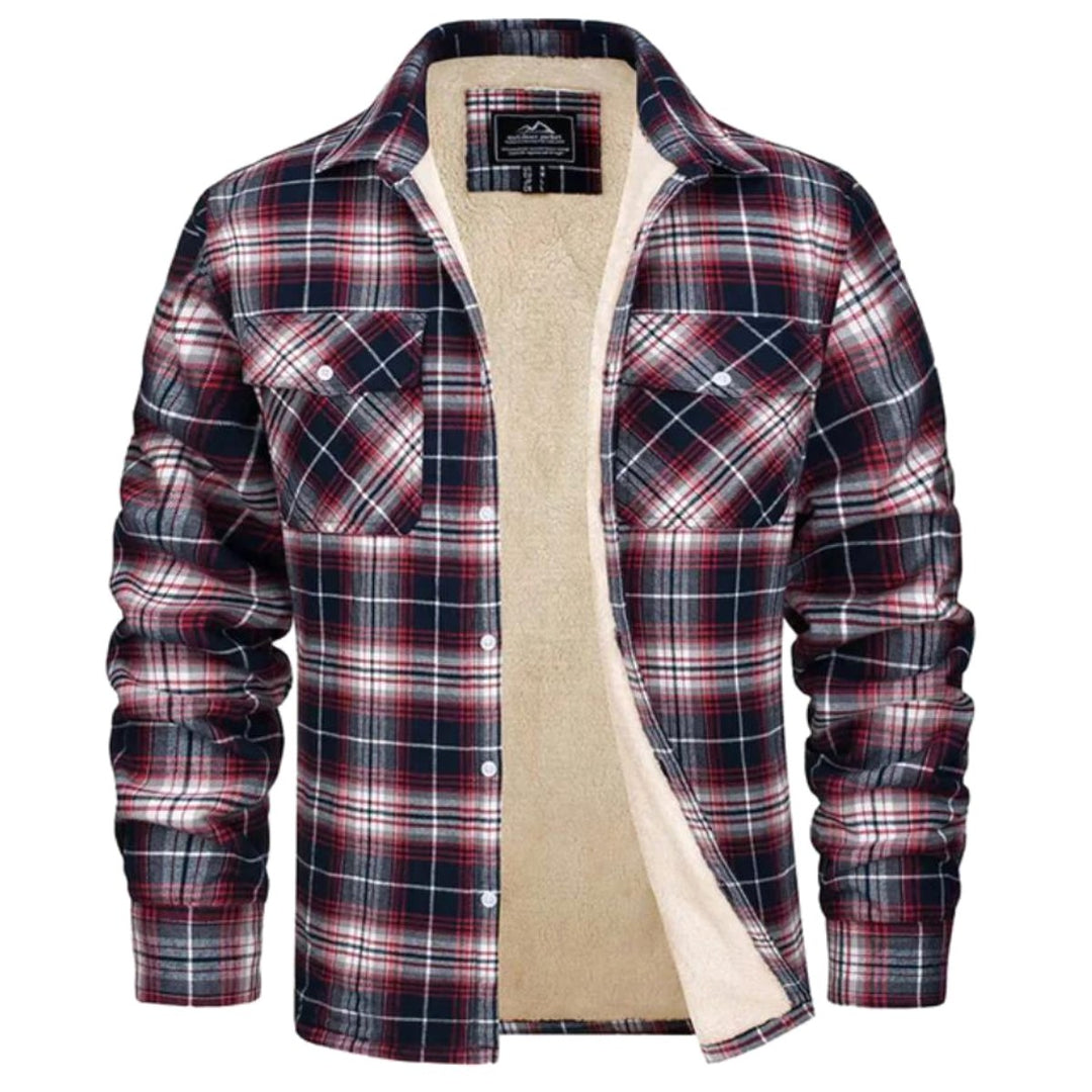 Noah | Men's Sherpa-Lined Plaid Jacket, Button-Front Autumn Jacket | Bella Blue | Navy Blue
