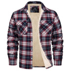 Noah | Men's Sherpa-Lined Plaid Jacket, Button-Front Autumn Jacket | Bella Blue | Navy Blue
