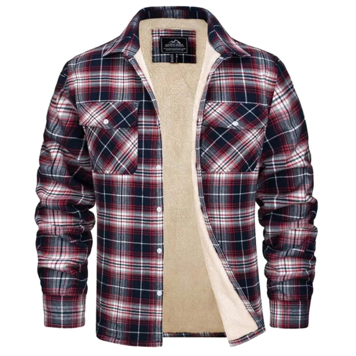 Noah | Men's Sherpa-Lined Plaid Jacket, Button-Front Autumn Jacket | Bella Blue | Navy Blue