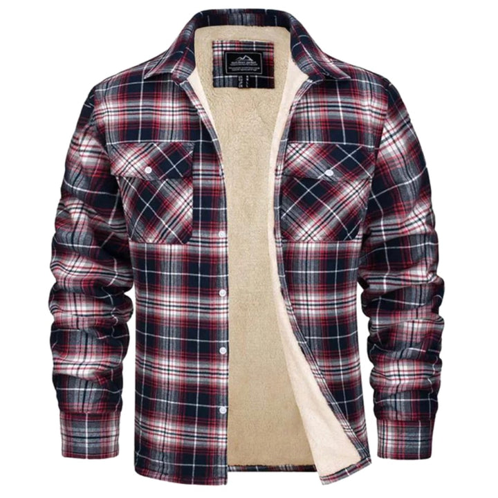 Noah | Men's Sherpa-Lined Plaid Jacket, Button-Front Autumn Jacket | Bella Blue | Navy Blue