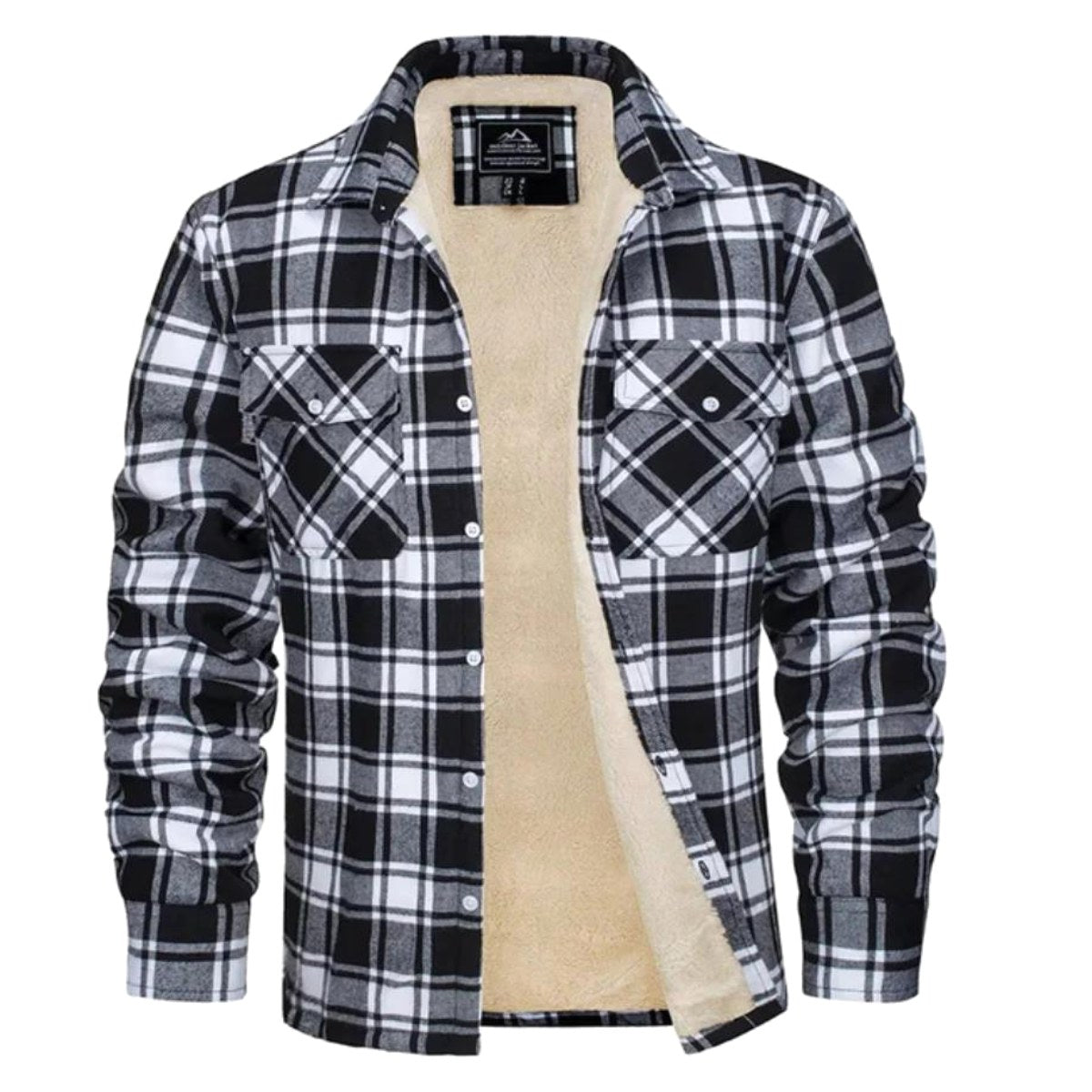 Noah | Men's Sherpa-Lined Plaid Jacket, Button-Front Autumn Jacket | Bella Blue | Blue-gray
