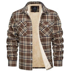 Noah | Men's Sherpa-Lined Plaid Jacket, Button-Front Autumn Jacket | Bella Blue