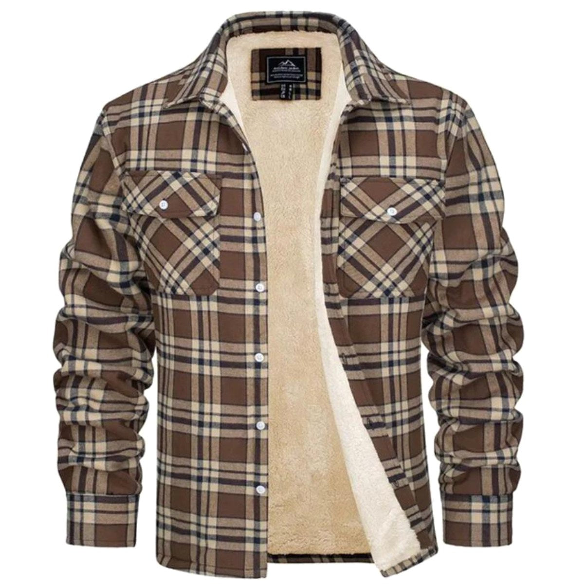 Noah | Men's Sherpa-Lined Plaid Jacket, Button-Front Autumn Jacket | Bella Blue