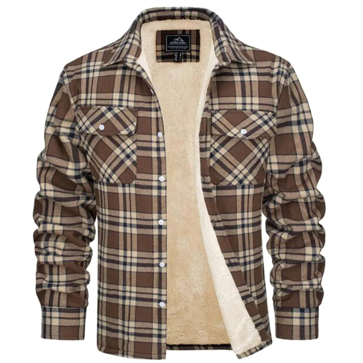 Noah | Men's Sherpa-Lined Plaid Jacket, Button-Front Autumn Jacket | Bella Blue