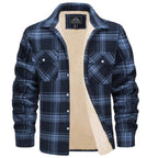 Noah | Men's Sherpa-Lined Plaid Jacket, Button-Front Autumn Jacket | Bella Blue