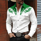 Noah | Men's Western Embroidered Button Shirt, Casual Embroidered Shirt | Bella Blue | Black
