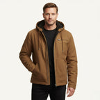 Nolan | Men's Fleece-Lined Hooded Jacket, Retro Autumn Jacket | Bella Blue | Khaki