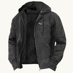 Nolan | Men's Fleece-Lined Hooded Jacket, Retro Autumn Jacket | Bella Blue