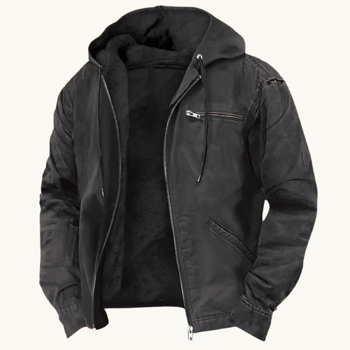 Nolan | Men's Fleece-Lined Hooded Jacket, Retro Autumn Jacket | Bella Blue
