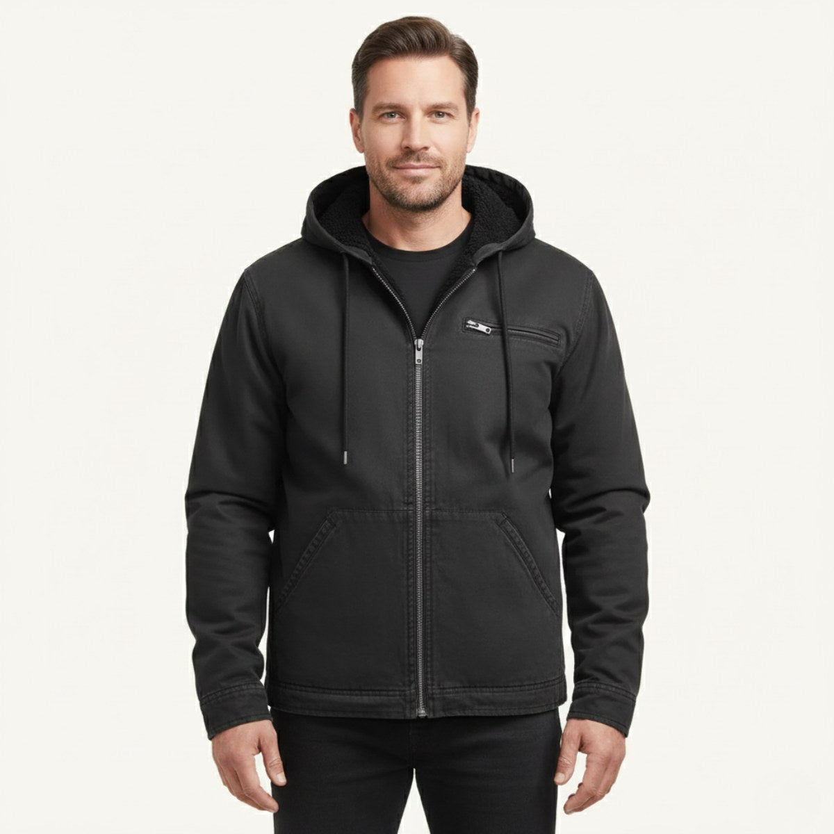 Nolan | Men's Fleece-Lined Hooded Jacket, Retro Autumn Jacket | Bella Blue