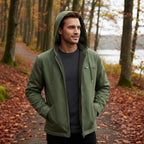 Nolan | Men's Fleece-Lined Hooded Jacket, Retro Autumn Jacket | Bella Blue