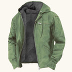 Nolan | Men's Fleece-Lined Hooded Jacket, Retro Autumn Jacket | Bella Blue | Army Green
