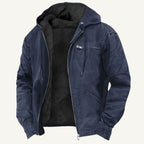Nolan | Men's Fleece-Lined Hooded Jacket, Retro Autumn Jacket | Bella Blue