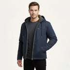 Nolan | Men's Fleece-Lined Hooded Jacket, Retro Autumn Jacket | Bella Blue