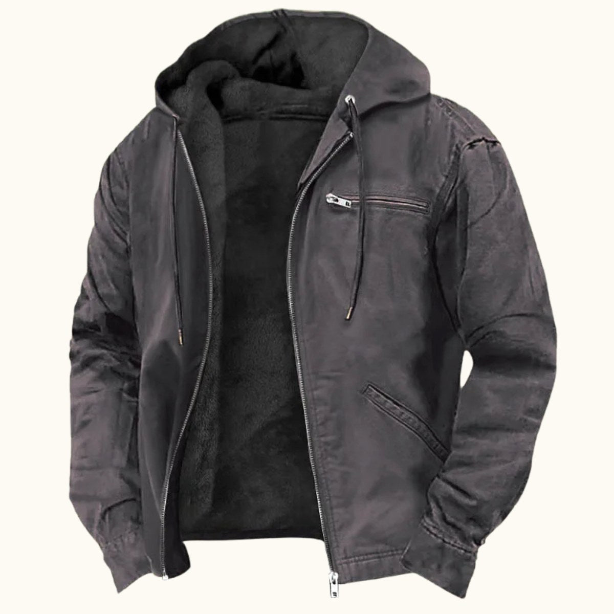 Nolan | Men's Fleece-Lined Hooded Jacket, Retro Autumn Jacket | Bella Blue