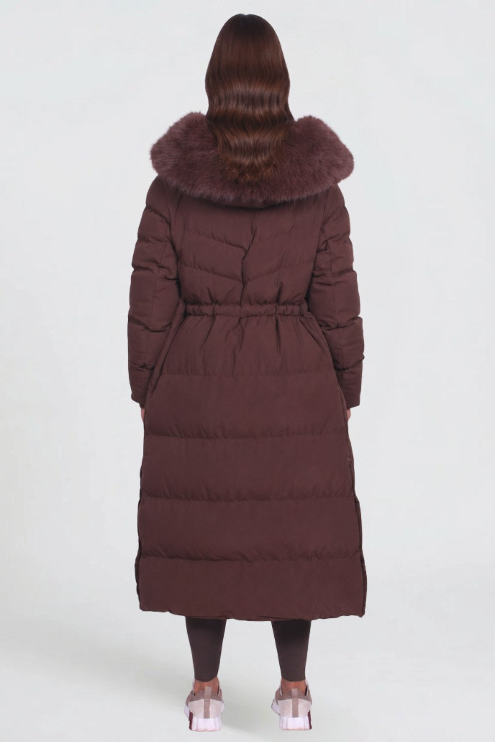 Nora | Women's Long Padded Winter Coat, Hooded Faux Fur Collar Jacket | Bella Blue