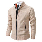 Norbert | Men's Zip-Up Cardigan, Lightweight Autumn Cardigan | Bella Blue | Beige