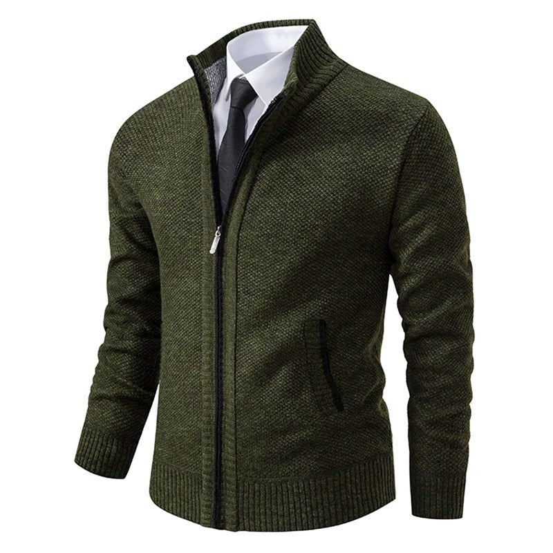 Norbert | Men's Zip-Up Cardigan, Lightweight Autumn Cardigan | Bella Blue | Beige