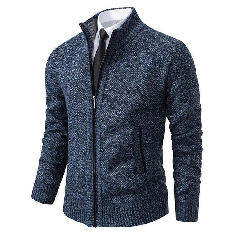 Norbert | Men's Zip-Up Cardigan, Lightweight Autumn Cardigan | Bella Blue | Beige