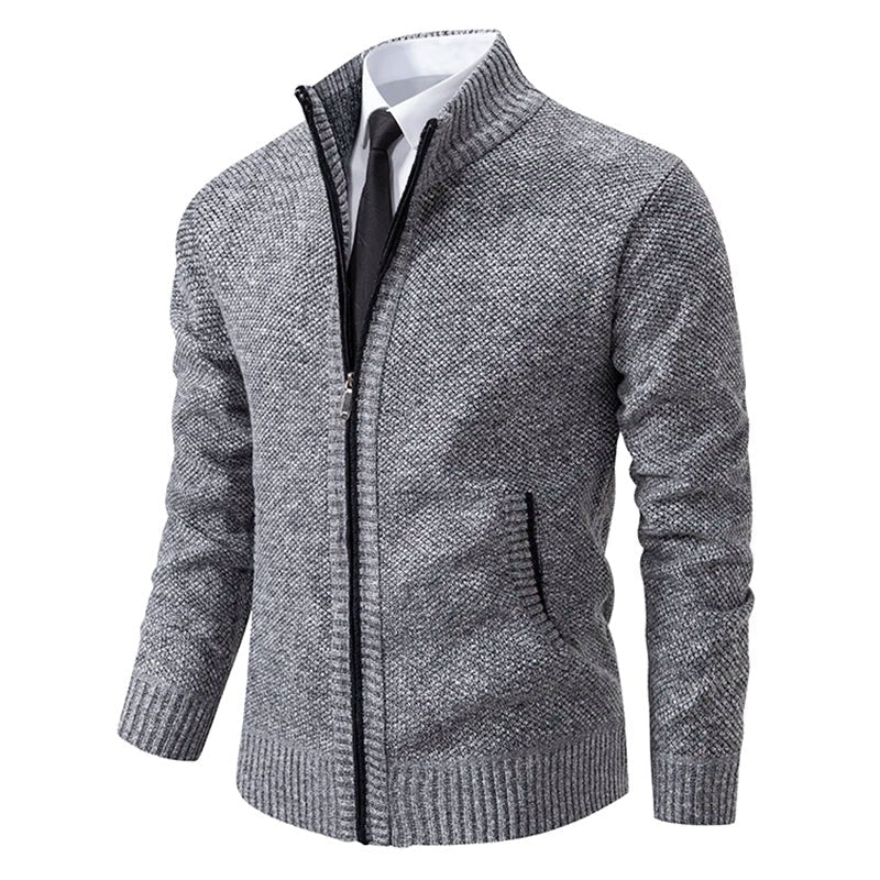 Norbert | Men's Zip-Up Cardigan, Lightweight Autumn Cardigan | Bella Blue | Beige
