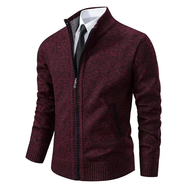 Norbert | Men's Zip-Up Cardigan, Lightweight Autumn Cardigan | Bella Blue | Red