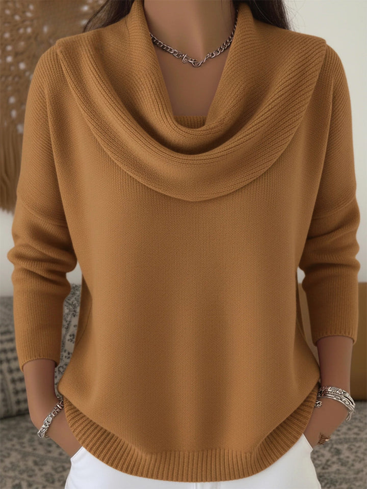 Odette | Women's Merino Wool Jumper, Cowl Neck Knit Jumper | Bella Blue
