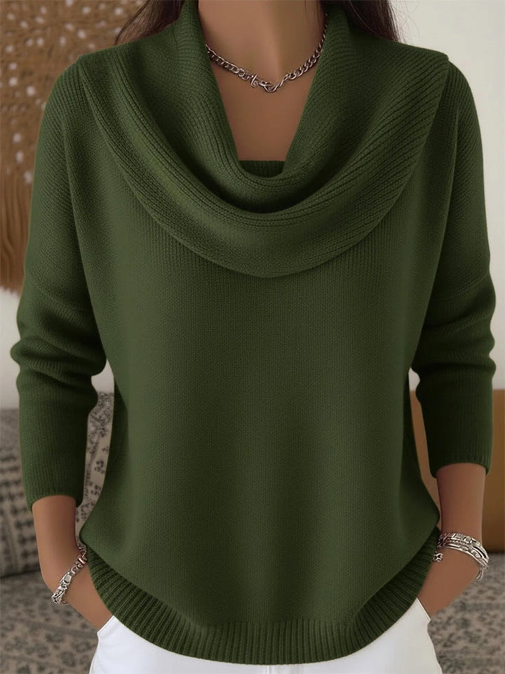 Odette | Women's Merino Wool Jumper, Cowl Neck Knit Jumper | Bella Blue