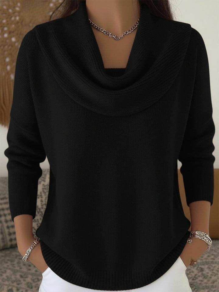 Odette | Women's Merino Wool Jumper, Cowl Neck Knit Jumper | Bella Blue