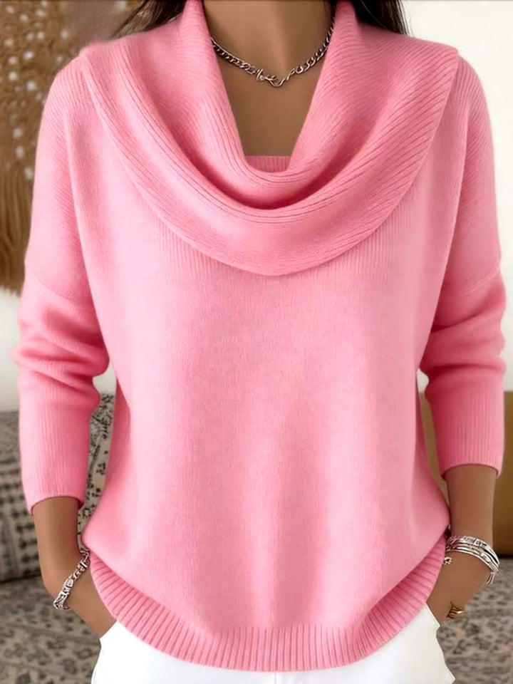 Odette | Women's Merino Wool Jumper, Cowl Neck Knit Jumper | Bella Blue