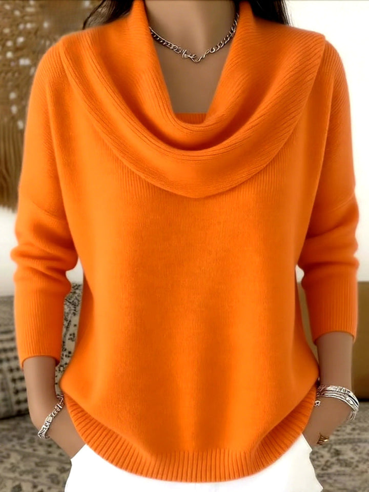 Odette | Women's Merino Wool Jumper, Cowl Neck Knit Jumper | Bella Blue