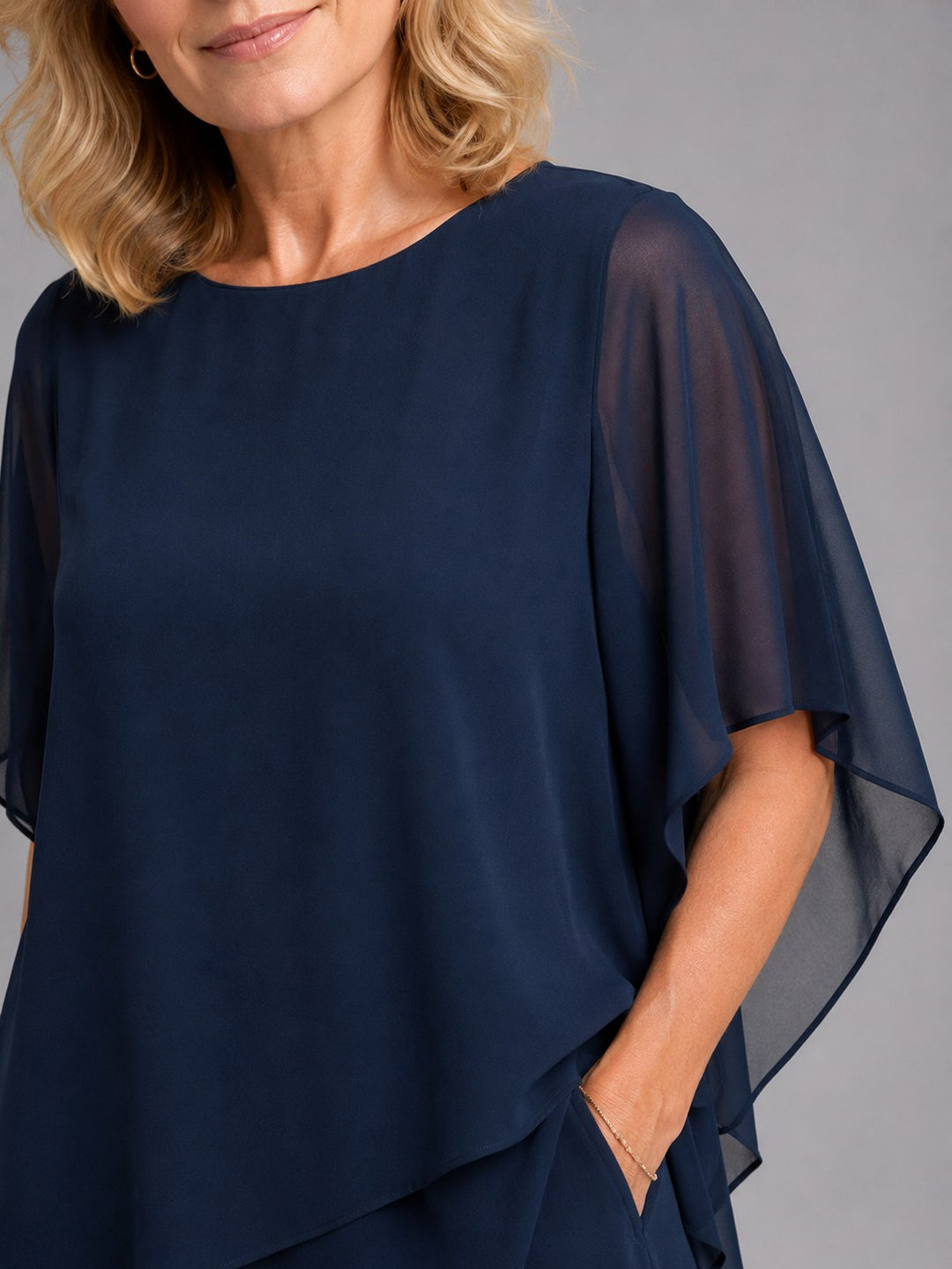 Olive | Women's Chiffon Two-Piece Set, Wide-Leg Trousers Lounge Set | Bella Blue