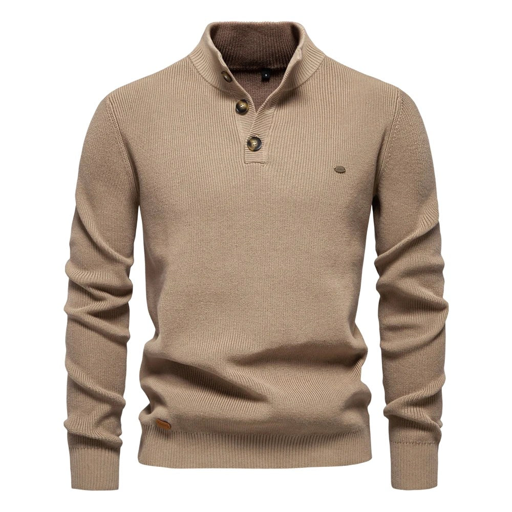 Oliver | Men's Cotton Jumper with Classic Fit, Elegant Men's Jumper | Bella Blue | Khaki