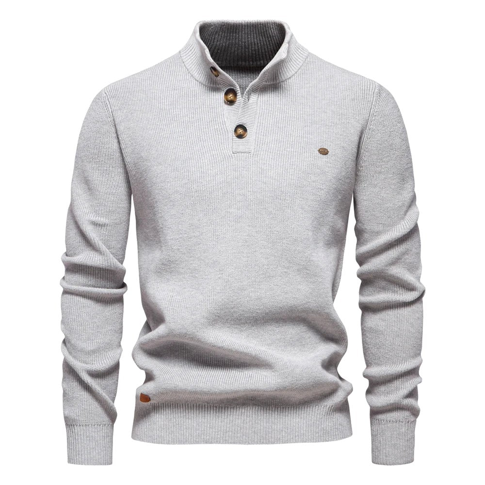 Oliver | Men's Cotton Jumper with Classic Fit, Elegant Men's Jumper | Bella Blue | Khaki