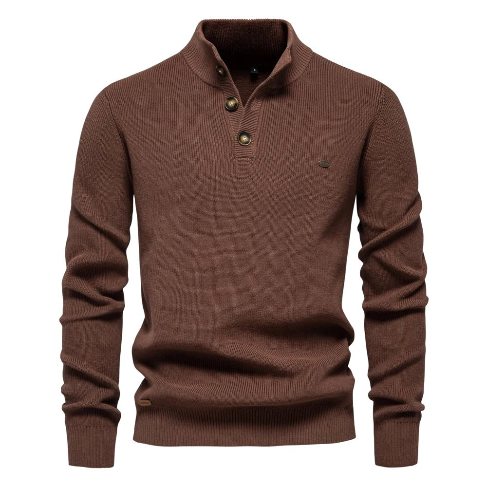 Oliver | Men's Cotton Jumper with Classic Fit, Elegant Men's Jumper | Bella Blue | Khaki