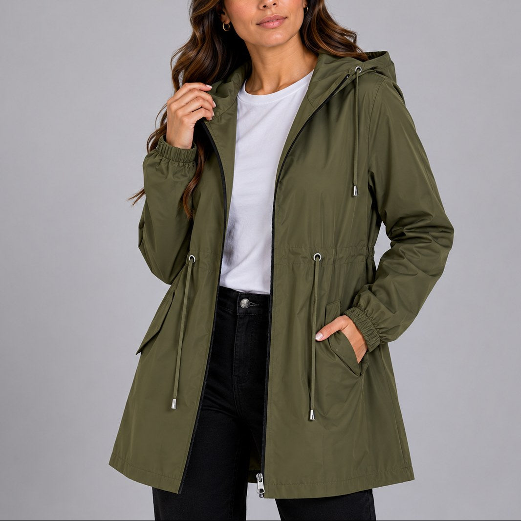 Olivia | Women's Lightweight Waterproof Rain Coat, Hooded Autumn Coat | Bella Blue