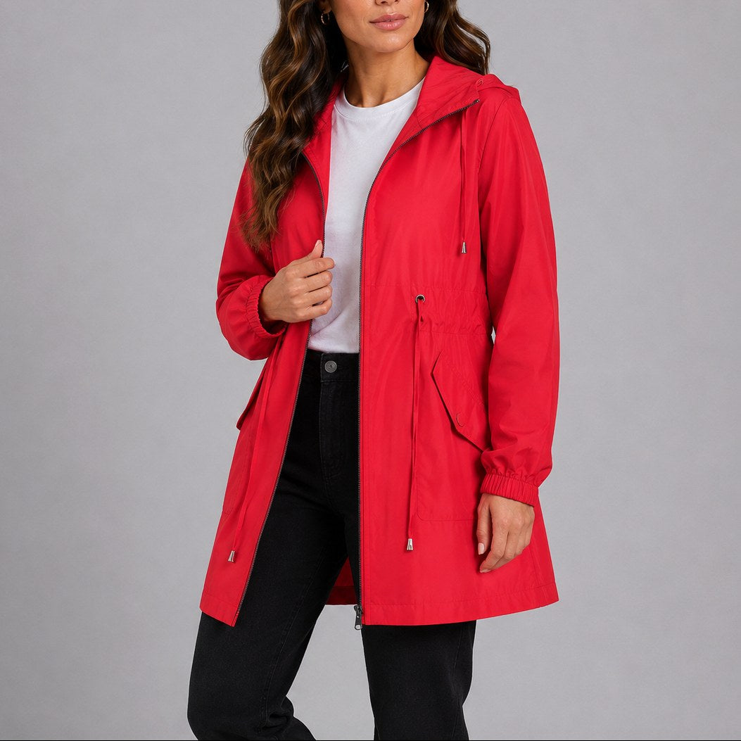 Olivia | Women's Lightweight Waterproof Rain Coat, Hooded Autumn Coat | Bella Blue