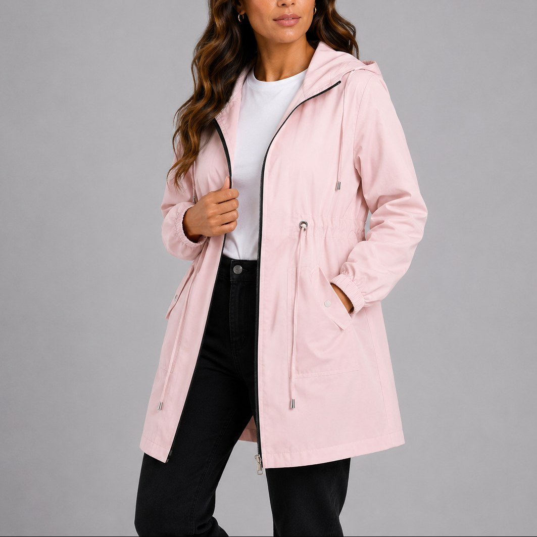 Olivia | Women's Lightweight Waterproof Rain Coat, Hooded Autumn Coat | Bella Blue