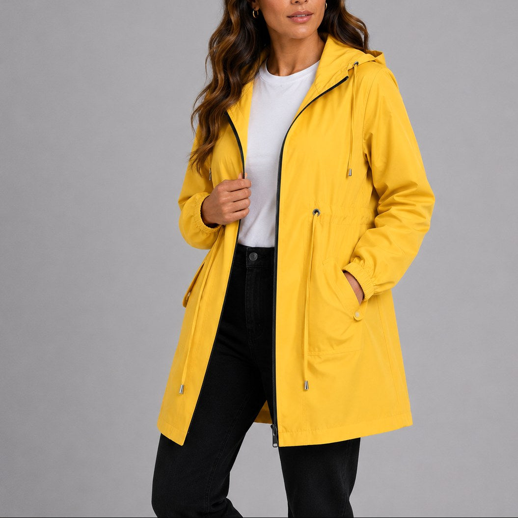 Olivia | Women's Lightweight Waterproof Rain Coat, Hooded Autumn Coat | Bella Blue