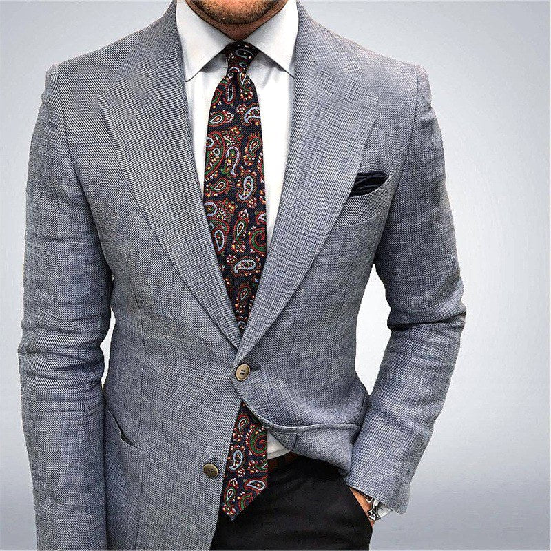 Oscar | Men's Tailored Blazer with Textured Finish, Smart Jacket | Bella Blue | Blue